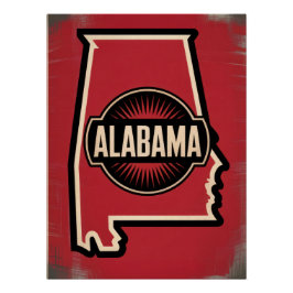 Alabama Retro Vintage Red Style Poster