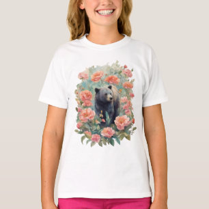 Alabama Schwarzbärenjungtier umgeben von Kamelie T-Shirt