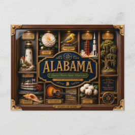 Alabama Shadow Box 3D Figurine Staat Postkarte