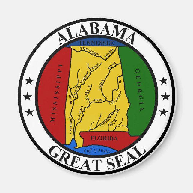 Alabama Siegel vereinte Staaten Amerikanische Flag Magnet (Vorne)