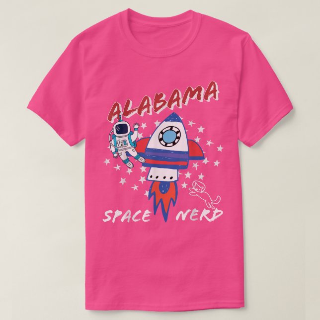 Alabama Space Nerd Universe Astronaut T - Shirt (Design vorne)
