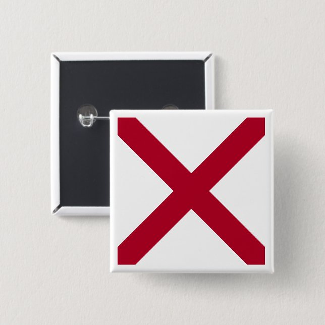 Alabama: St Andrew Crimson Cross Flag Button (Vorne & Hinten)