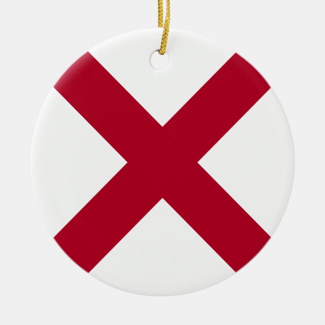 Alabama: St Andrew Crimson Cross Flag Keramik Ornament (Vorne)