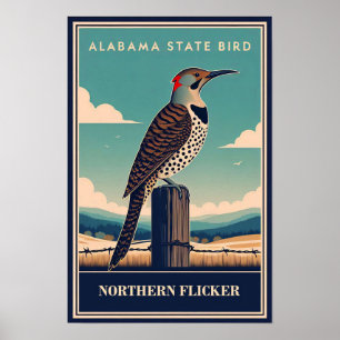 Alabama Staat Bird - Northern Flicker Vintag Poster
