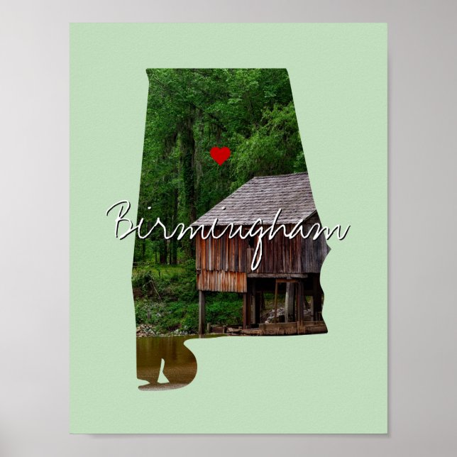 Alabama Staat Foto Einfügung und Ortsname Poster (Vorne)