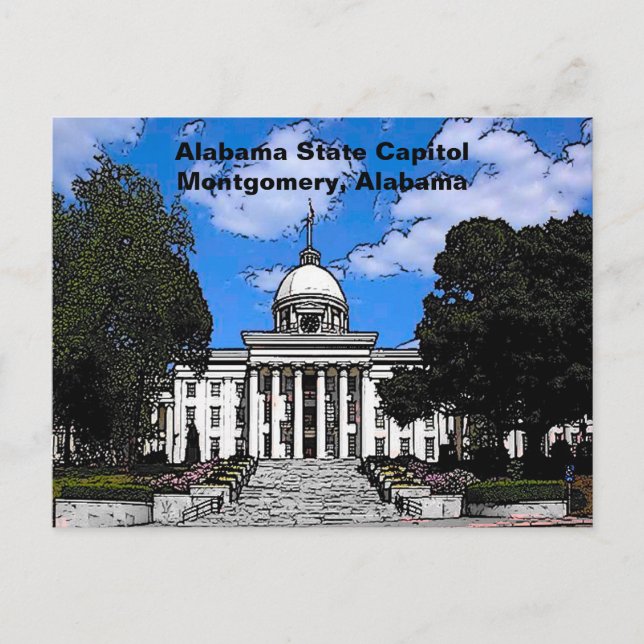 Alabama Staat Hauptstadt in Montgomery (Cartoon) Postkarte (Vorderseite)