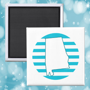 Alabama Staat Kontur Retro Circle Blue Magnet