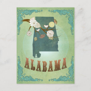 Alabama Staat Map - Green Postkarte