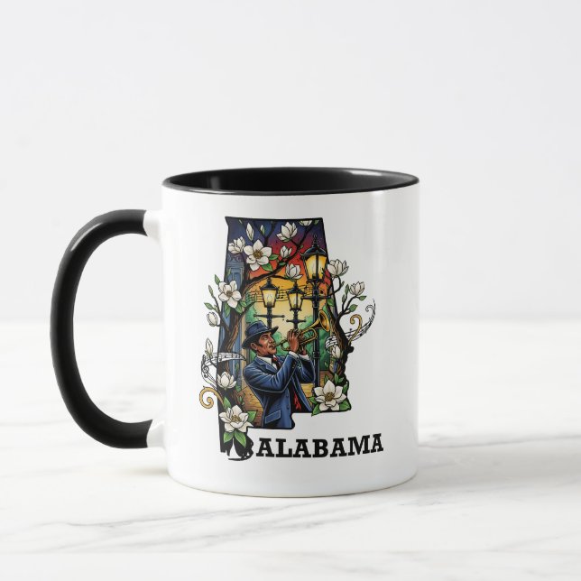 Alabama Staat Tattoo Style - Jazz & Magnolia Tasse (Links)