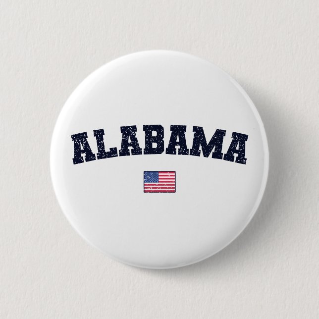 Alabama Staat USA Flag Vintag erschüttert Button (Vorderseite)