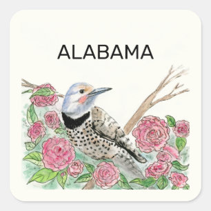 Alabama Staat Vogel und Blume Quadratischer Aufkleber