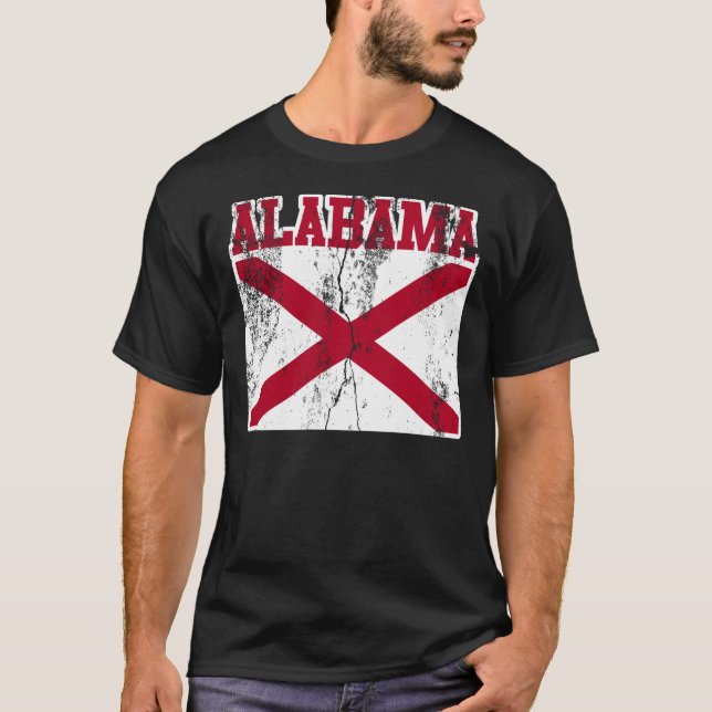 Alabama-Staats-Flaggen-T - Shirt (beunruhigt) (Vorderseite)