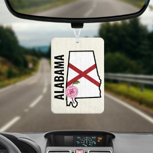 Alabama Staatsflagge und Blume Kamelien Autolufterfrischer