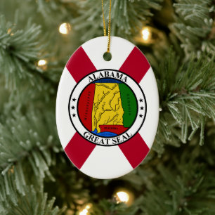 Alabama State Flag/Staat Siegel überlagert Keramik Ornament