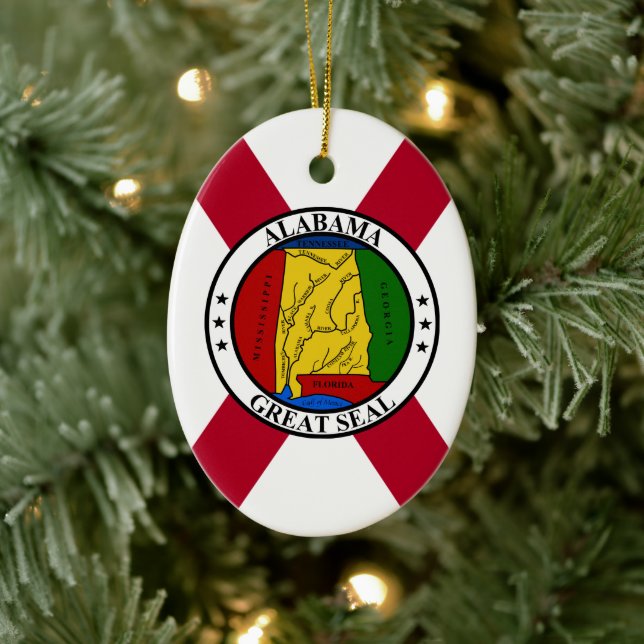 Alabama State Flag/Staat Siegel überlagert Keramik Ornament (Baum)