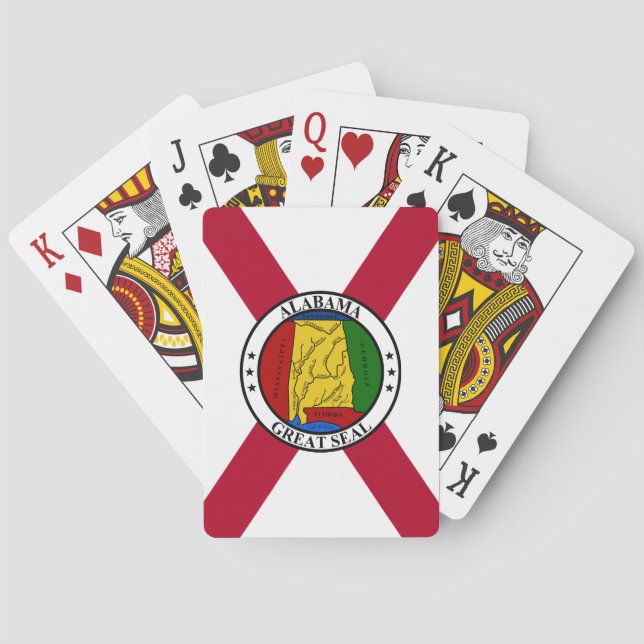 Alabama State Flag/Staat Siegel überlagert Spielkarten (Rückseite)