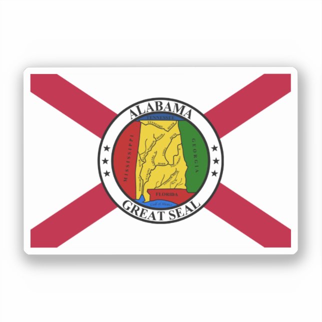 Alabama State Flag/überlagertes Staat Siegel Aufkleber (Vorderseite)