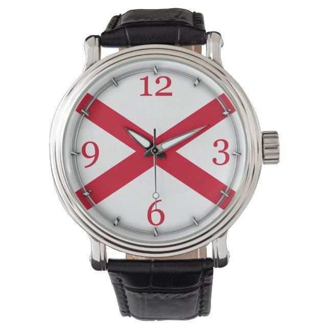 Alabama State Flag Watch Design Armbanduhr (Vorderseite)