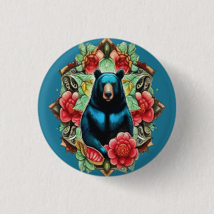 Alabama State Schwarzbär umgeben von Kamelie Button