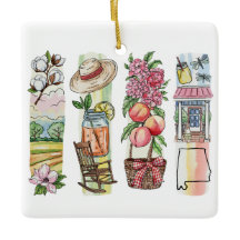 Alabama State Watercolor Weihnachtsornament – Süd