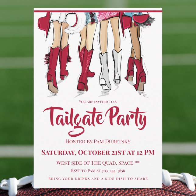 Alabama Tailgate Party Ladys Cowboy Boots Crimson Einladung (Von Creator hochgeladen)