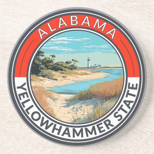 Alabama Travel Art Abzeichen Getränkeuntersetzer (Vorne)