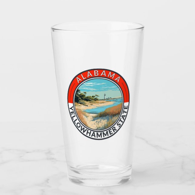 Alabama Travel Art Abzeichen Glas (Vorderseite)