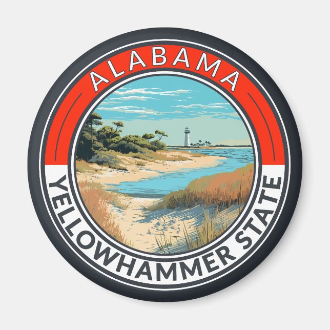 Alabama Travel Art Abzeichen Magnet (Vorne)