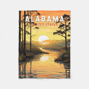 Alabama Travel Art Vintag Fleecedecke