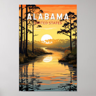 Alabama Travel Art Vintag Poster