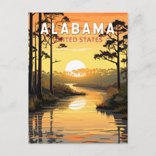 Alabama Travel Art Vintag Postkarte