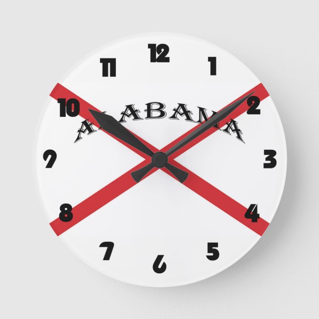 Alabama und Flag Black Fat Numbers wccn Runde Wanduhr (Vorderseite)