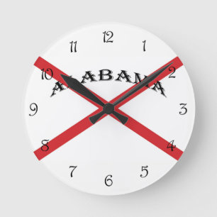 Alabama und Flag Black Script Numbers Wccle Runde Wanduhr