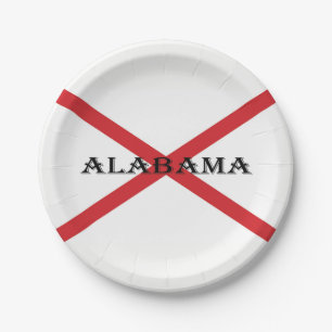 Alabama und Flag-Dokument Pappteller