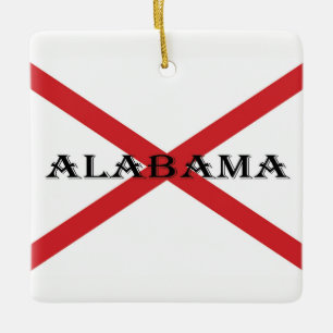 Alabama und Flag Square Ornament