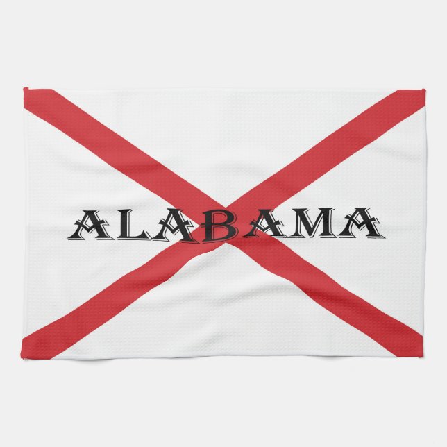 Alabama und Flaggenktcnt Geschirrtuch (Horizontal)