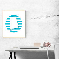 Alabama US Staat Kontur Retro Circle Blue