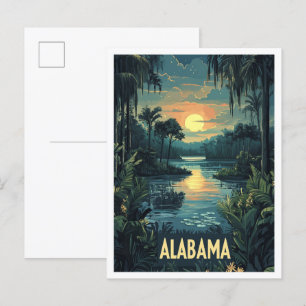 Alabama USA Art Vintag Illustration Travel Postkarte