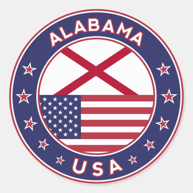 Alabama, USA States, Alabama, Runder Aufkleber (Vorderseite)