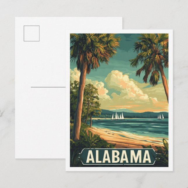 Alabama USA Vintag Illustration Travel Postkarte (Vorne/Hinten)