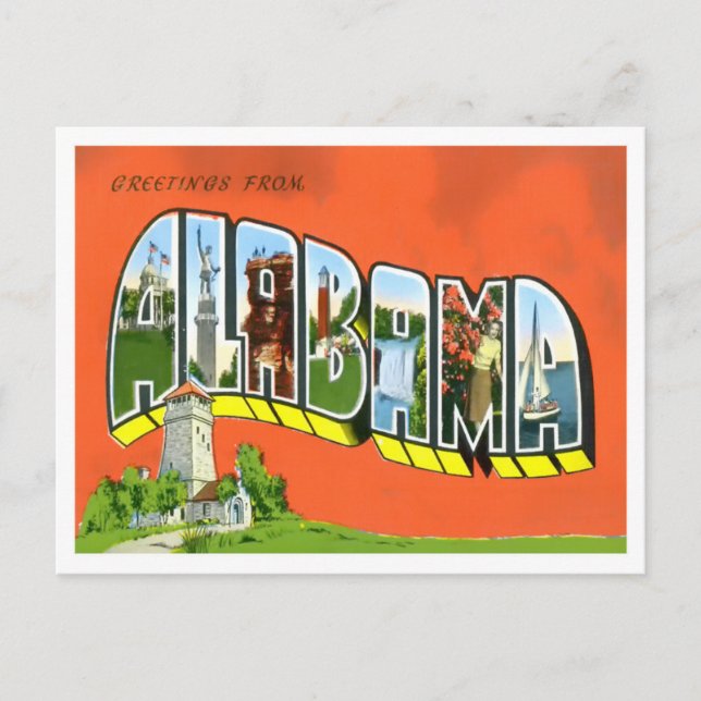 Alabama Vintag Big Letters Postcard Postkarte (Vorderseite)