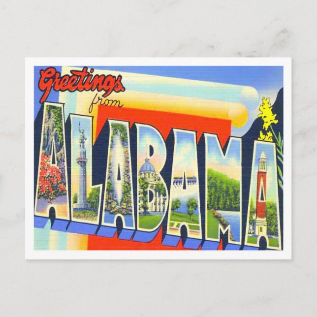Alabama Vintag Big Letters Postcard Postkarte (Vorderseite)