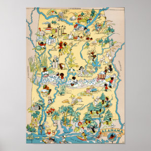 Alabama Vintag Map Poster