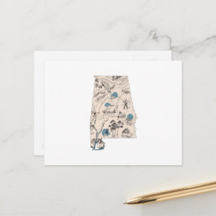Alabama Vintage-Bildkarte Antike Staatskarte Postkarte