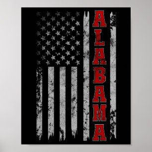 Alabama - Vintage patriotische Flagge der USA Poster