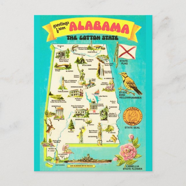 Alabama Vintage Postkarte (Vorderseite)