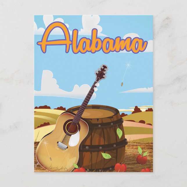 Alabama Vintage Reiseplakat Postkarte (Vorderseite)