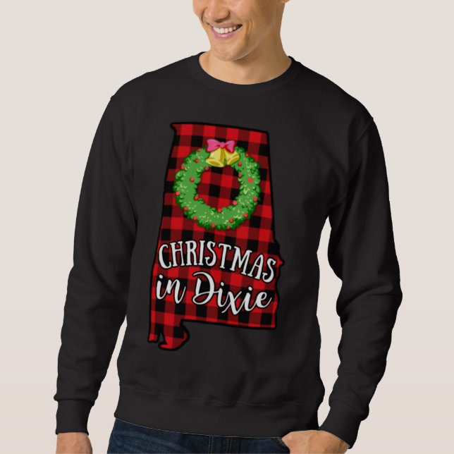 Alabama Weihnachten in Dixie Buffalo Roter Kariert Sweatshirt (Vorderseite)