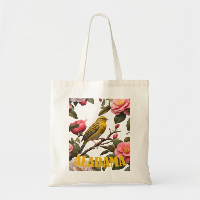 Alabama Yellowhammer Bird And Camellia Cut Out Tragetasche (Vorne)