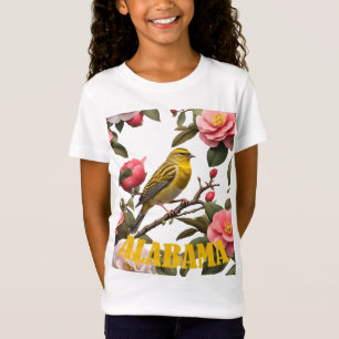 Alabama Yellowhammer Bird and Camellier Cut Out T-Shirt